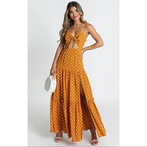 Showpo Yellow Polka Dot Maxi Dress